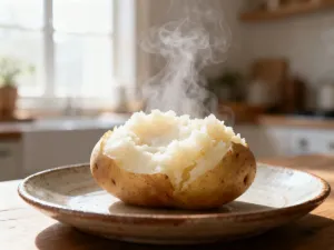 Drewniana miska ze świeżym, zielonym bobem na rustykalnym stole w jasnej kuchni.