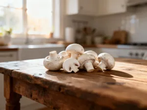 Puszysta jajecznica na rustykalnym talerzu z dodatkiem szczypiorku i pomidorków koktajlowych w świetle poranka.